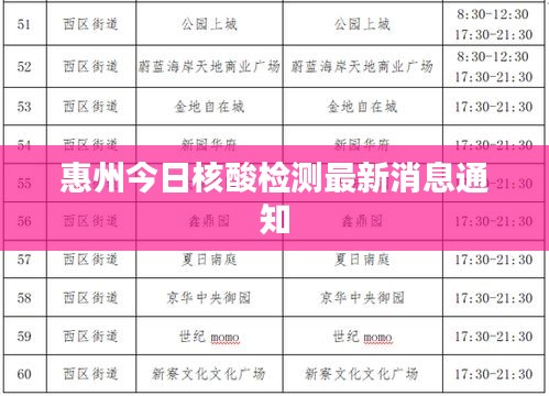 惠州今日核酸检测最新消息通知