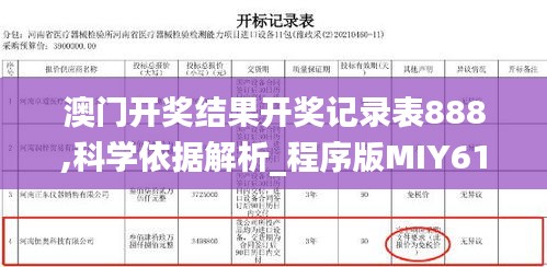 澳门开奖结果开奖记录表888,科学依据解析_程序版MIY61.741