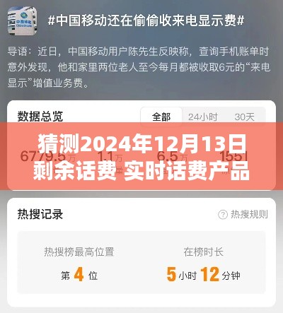 实时话费产品评测，预测未来话费余额，深度解读2024年12月13日剩余话费情况