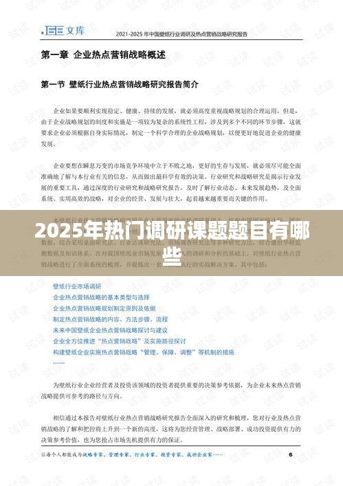『2025年热门调研课题一览』