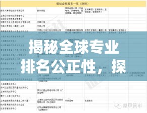 揭秘全球专业排名公正性，探寻黄金评估标准的奥秘之旅
